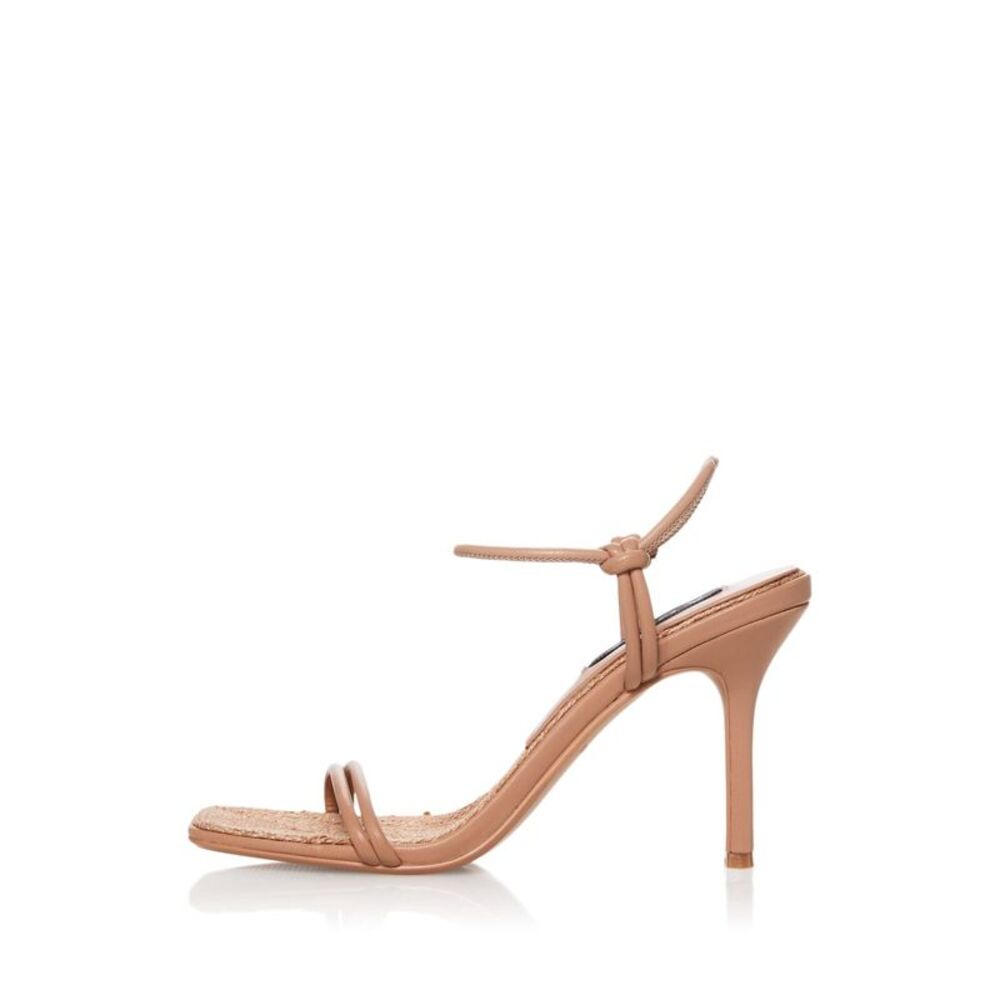 AQUA Womens Beige Strappy Alaya Square Toe Stiletto Slip On Heeled Sandal 8.5